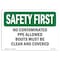 Signmission OSHA, No Contaminated PPE Allowed Boots Must Be, 10in X 7in Rigid Plastic, 10" W, 7" H, Landscape OS-SF-P-710-L-10678 - alternate 1